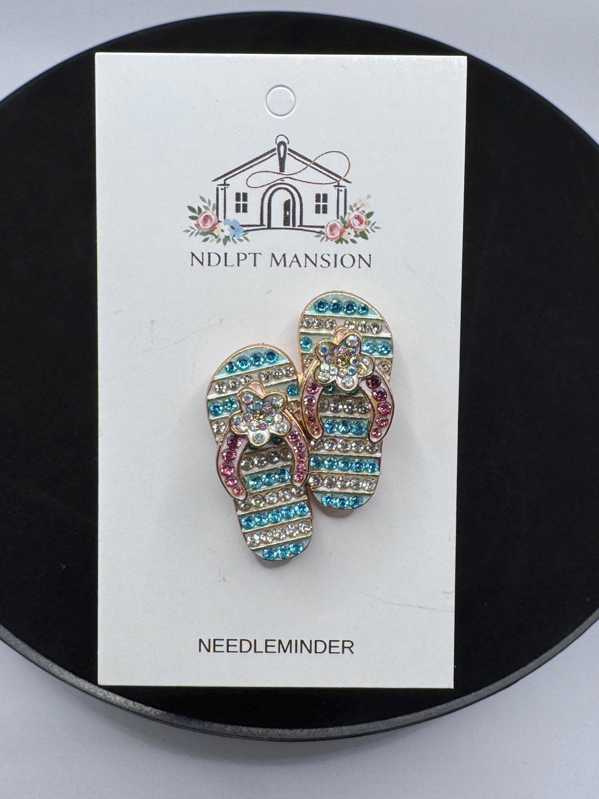 Blue Striped Flip Flops  Jeweled
