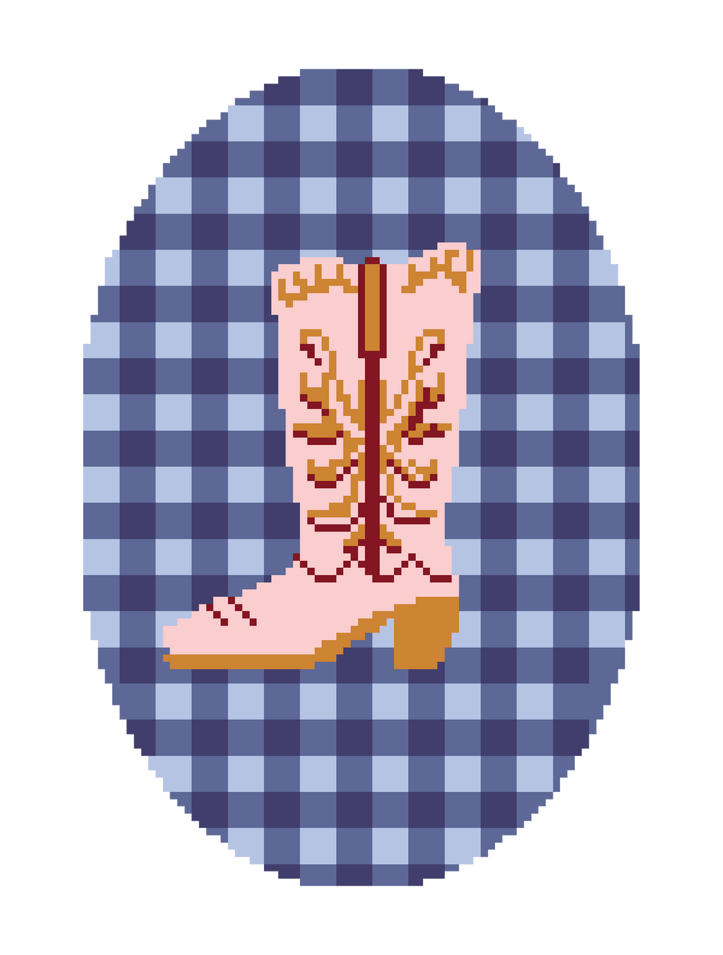 Frayme Works Cowgirl Boot 4.25" x 7.25" Oval Needlepoint Canvas