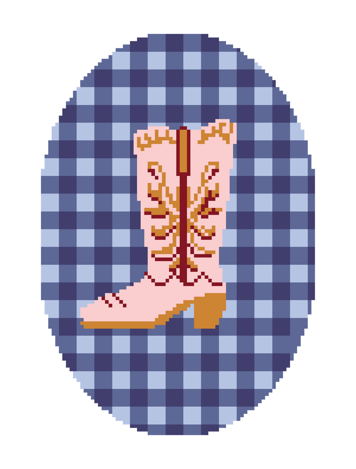 Frayme Works Cowgirl Boot 4.25" x 7.25" Oval Needlepoint Canvas