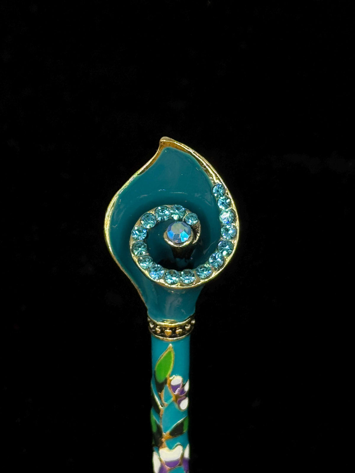 Horse Shoe Lotus Flower Cloisonné & Crystal LT