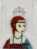 Girl with Headband Holding Cat Acrylic