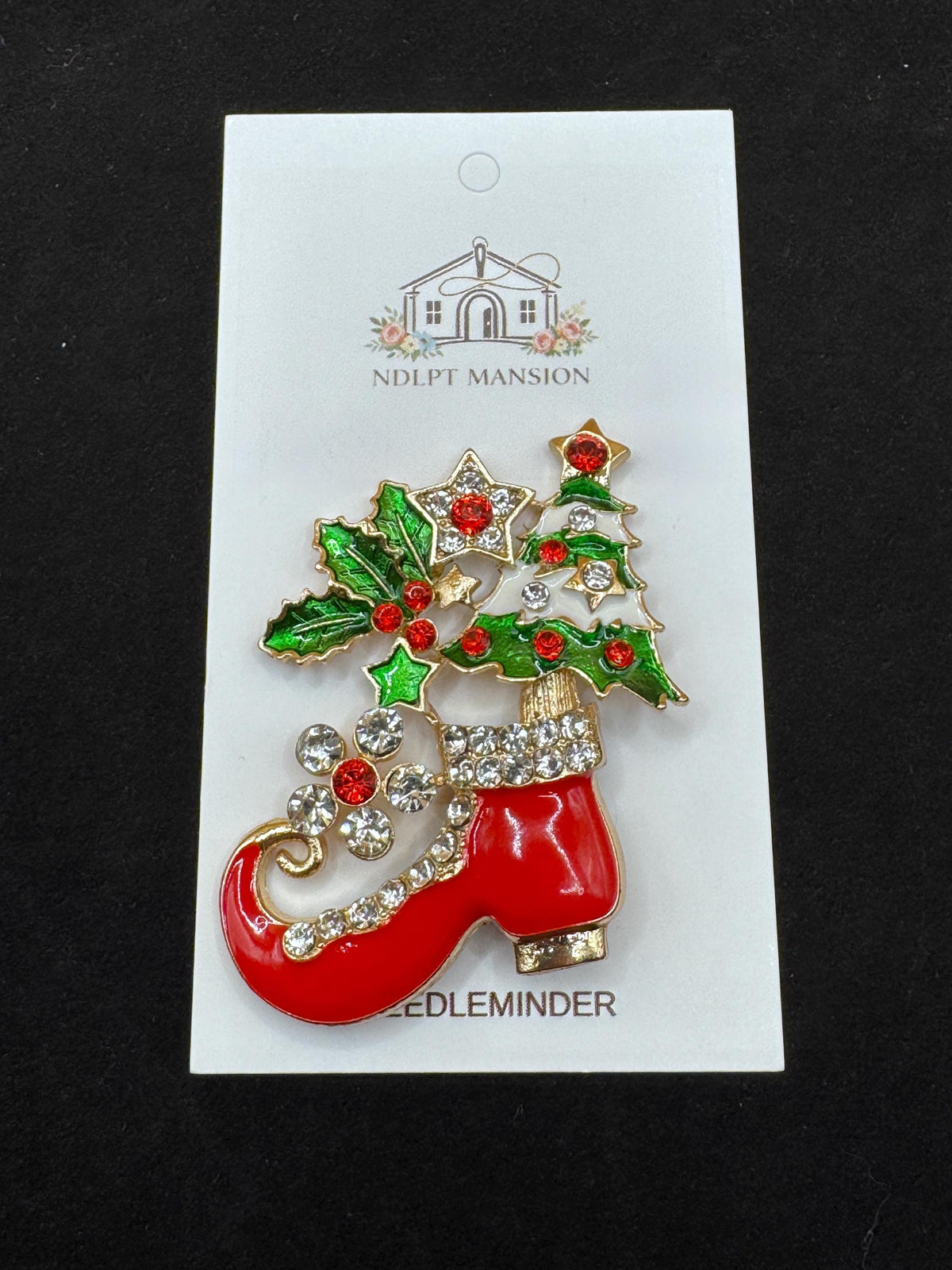 Red Christmas Shoe with Tree Jeweled