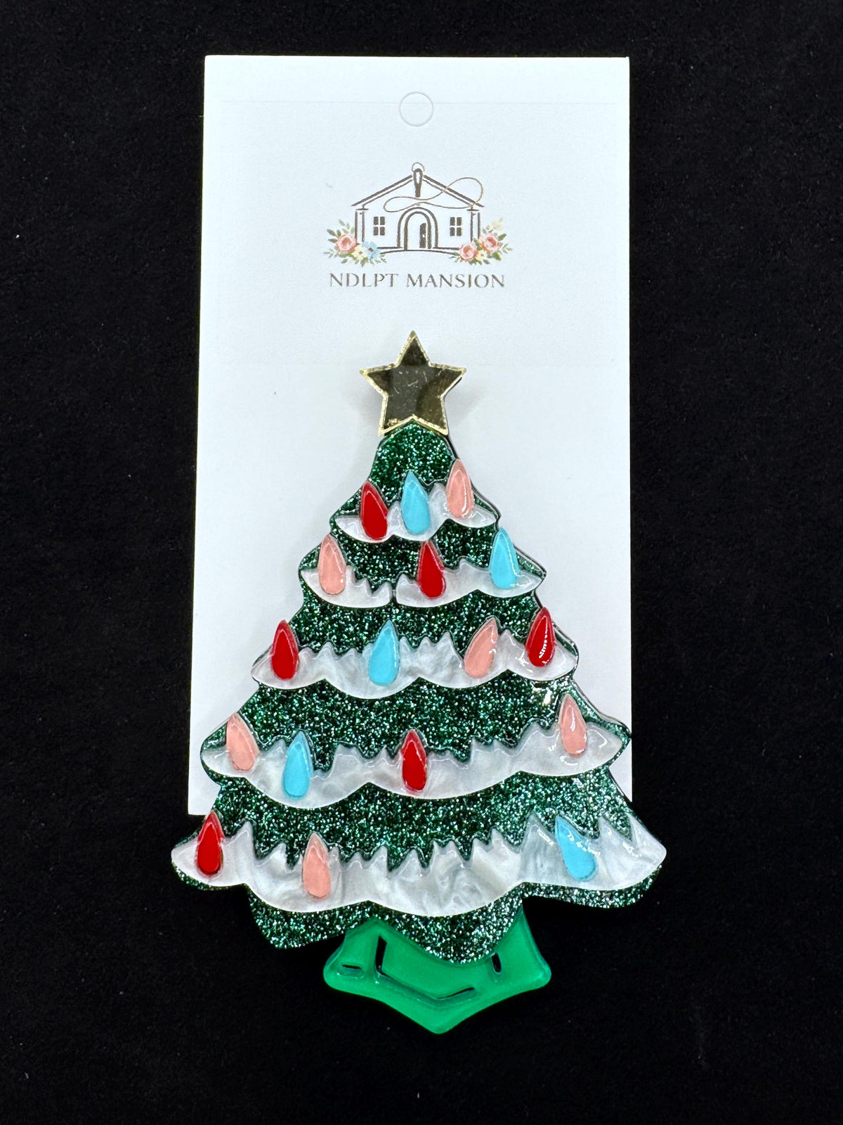 Green Flocked Christmas Tree Acrylic