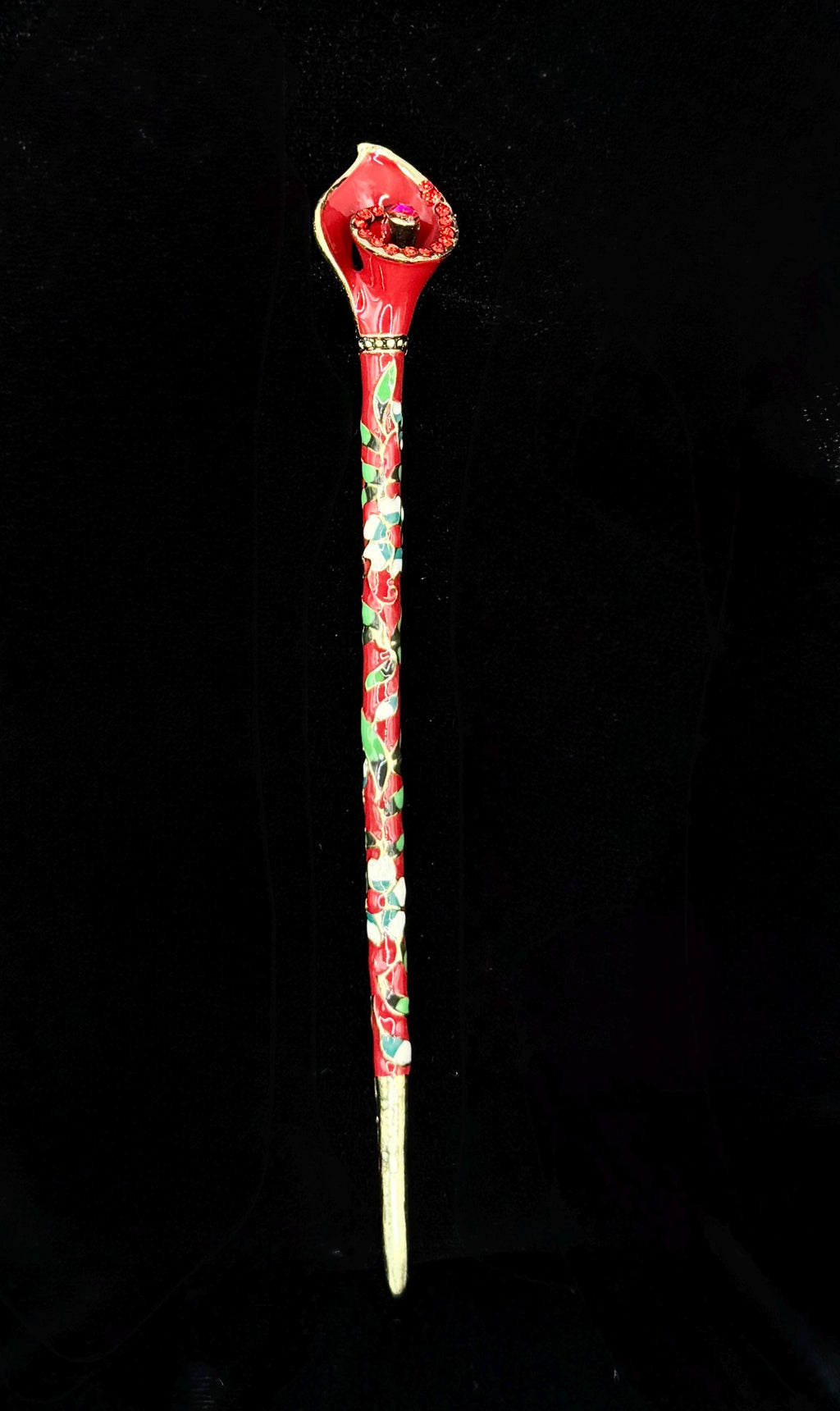 Horse Shoe Lotus Flower Cloisonné & Crystal LT
