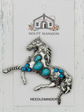 Turquoise & Silver Horse Jeweled