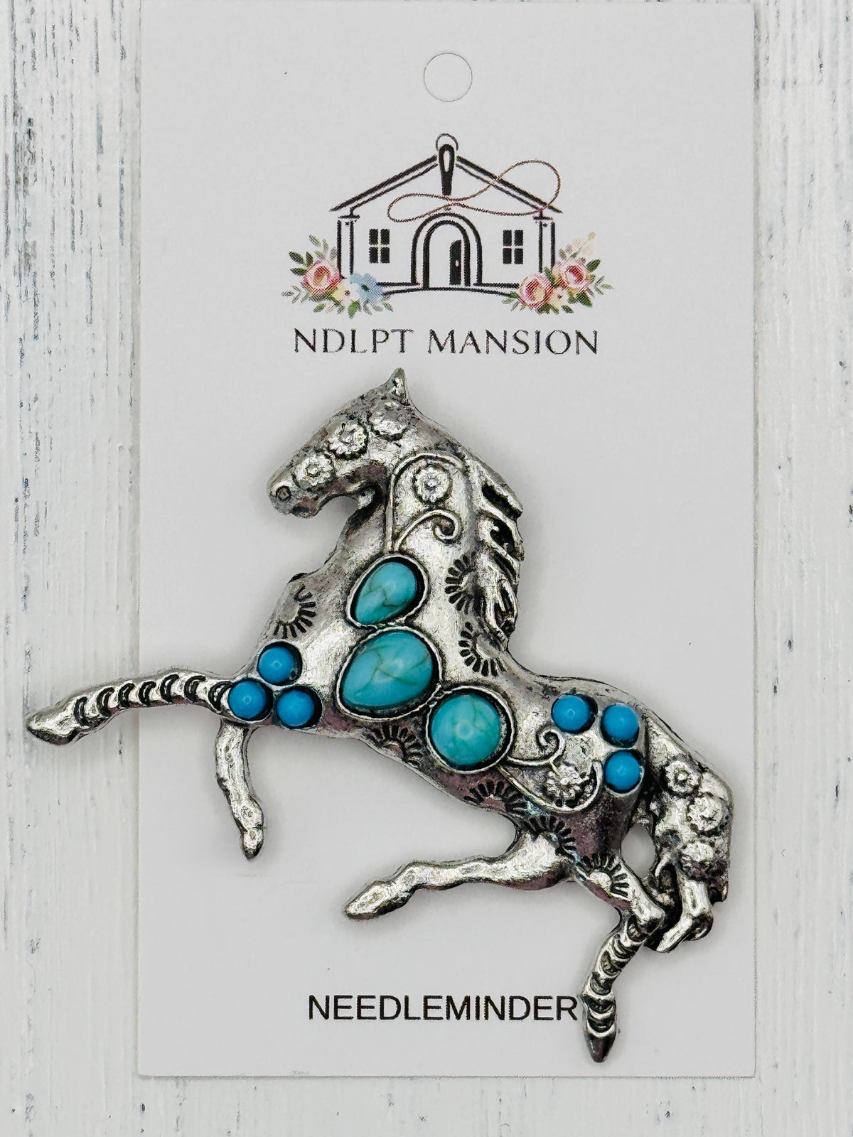 Turquoise & Silver Horse Jeweled