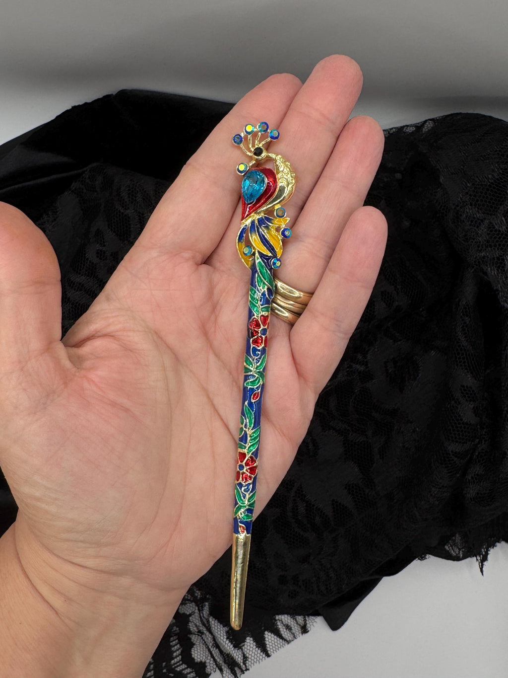 Peacock Cloisonné and Crystal LT
