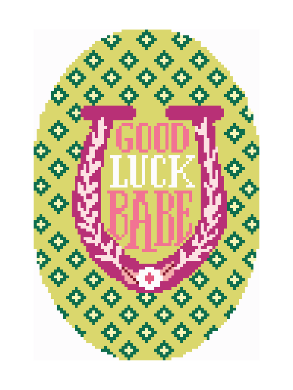 Frayme Works Good Luck Babe 4.25" x 7.25" Oval Needlepoint Canvas