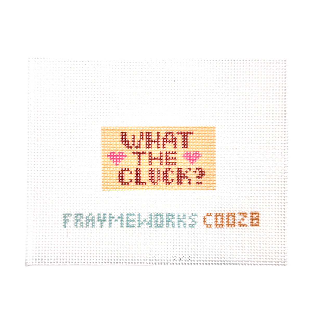 Frayme Works What the Cluck Gold 1.25"x 2.25" Mini Needlepoint Canvas