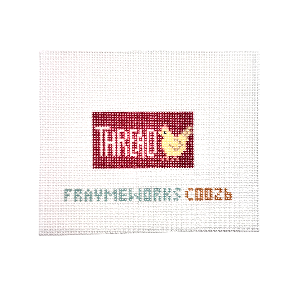 Frayme Works Thread Chicken Red 1.25"x 2.25" Mini Needlepoint Canvas