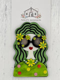 Hippie Girl with Green & Black Hair Acrylic