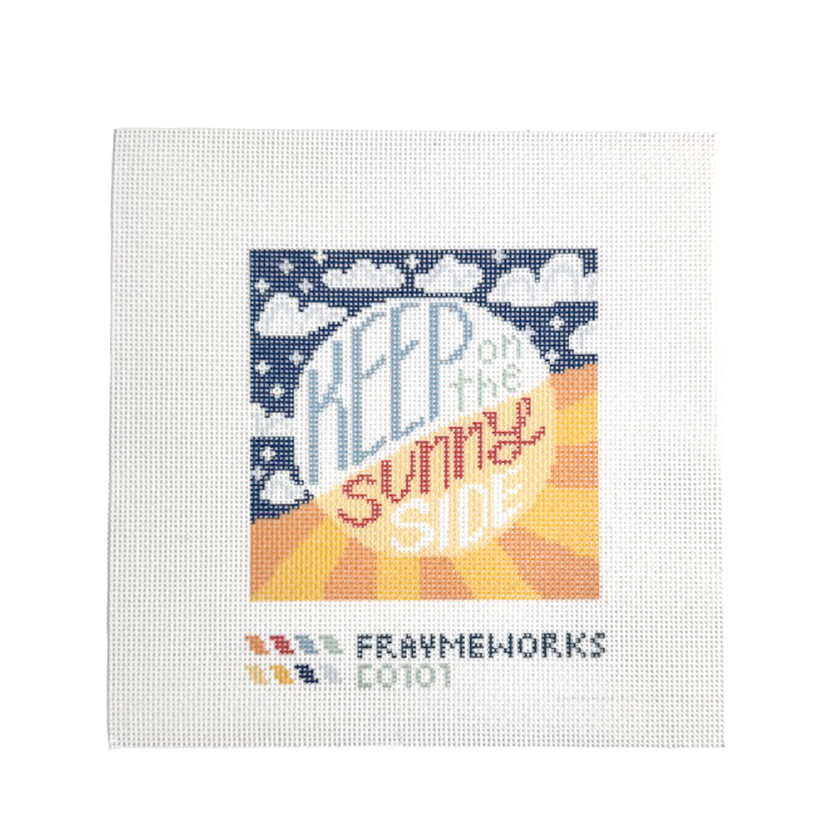 Frayme Works Keep on the Sunny Side 4x4" Needlepoint Canvas