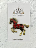 Horse Jumping Red & Gold Jeweled