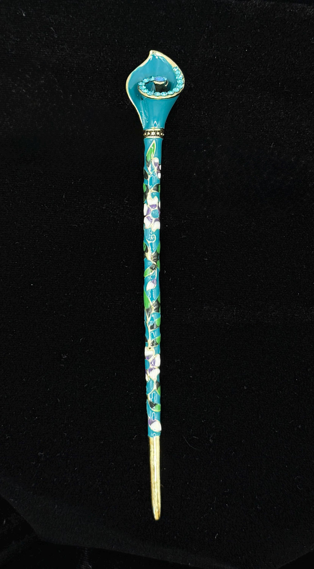 Horse Shoe Lotus Flower Cloisonné & Crystal LT