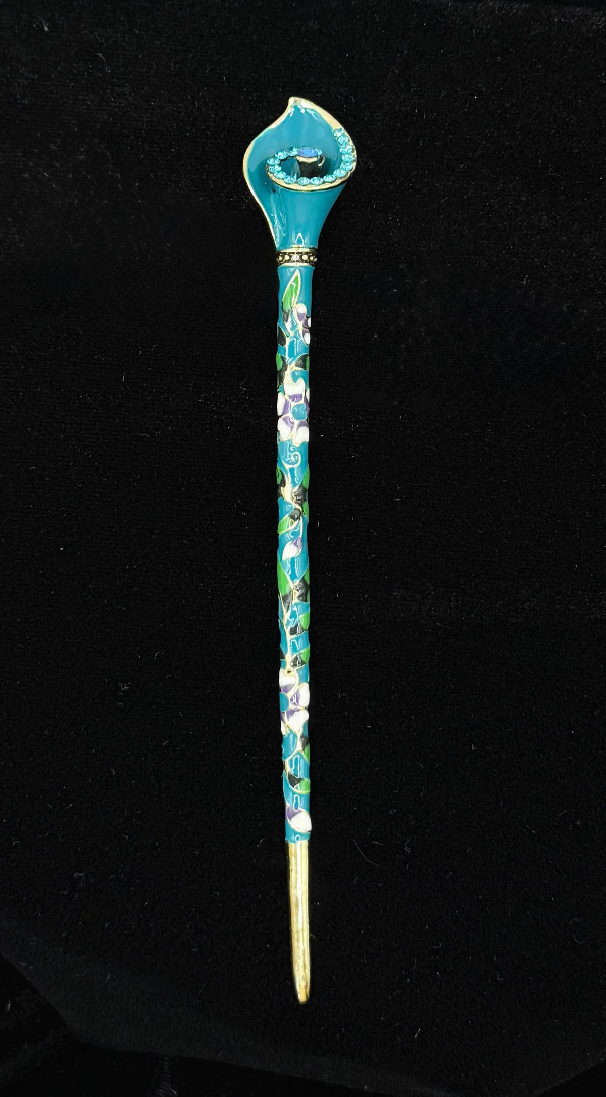 Horse Shoe Lotus Flower Cloisonné & Crystal LT