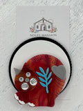 Spinner Red & Grey Cat with Teal Flowers Acrylic