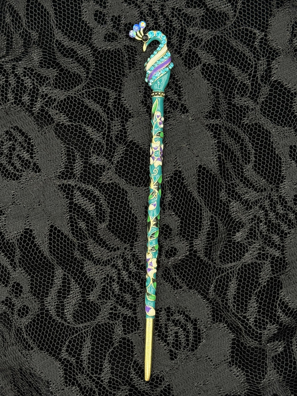 Peacock Swirl Cloisonné & Crystal LT