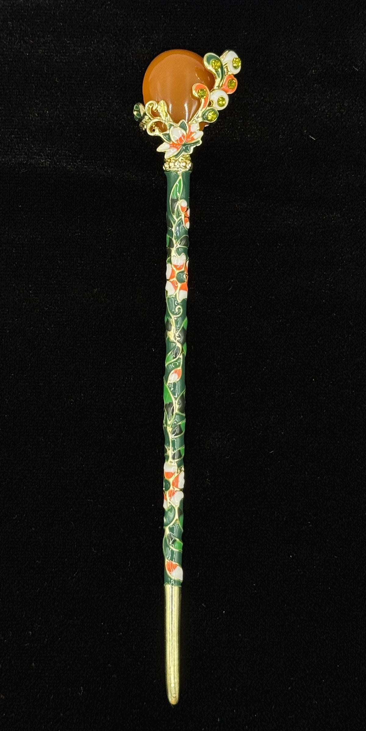 Imitation Jade Flower Cloisonné & Crystal LT