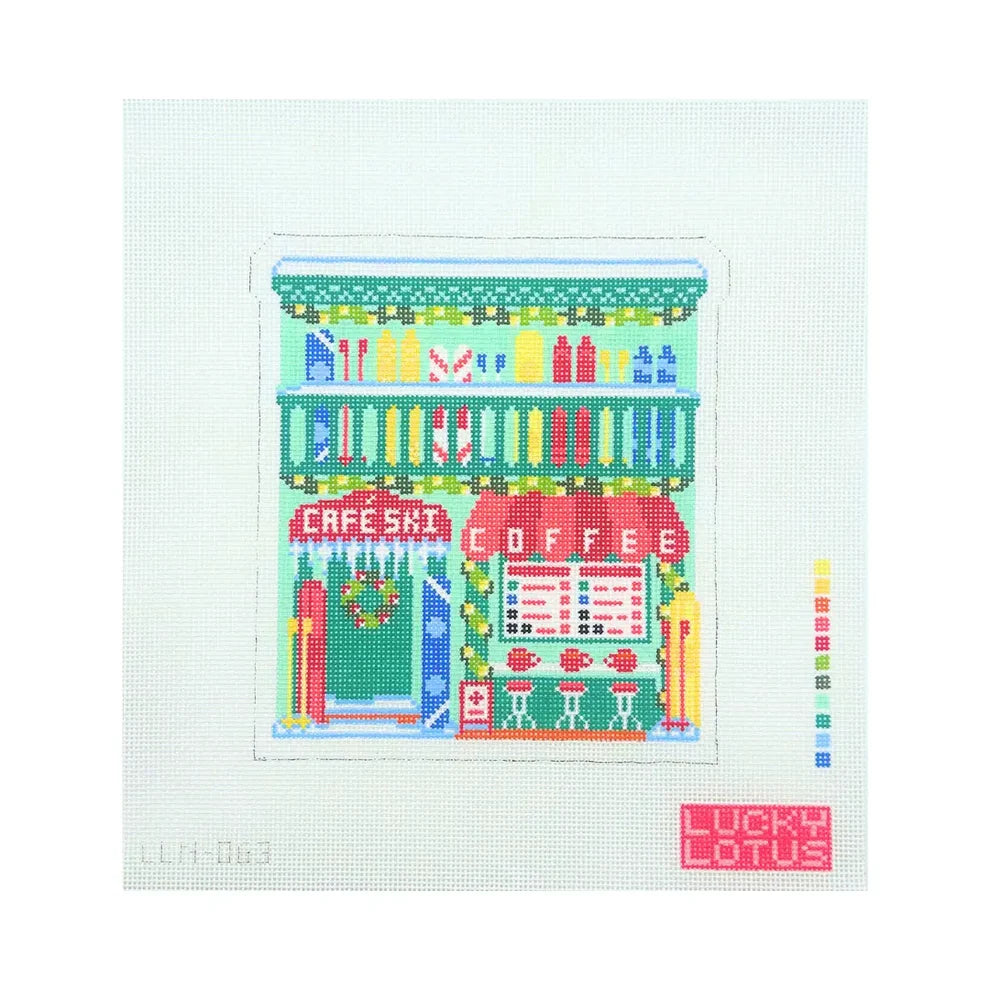 Lucky Lotus Ski Coffee Shop Christmas Village
