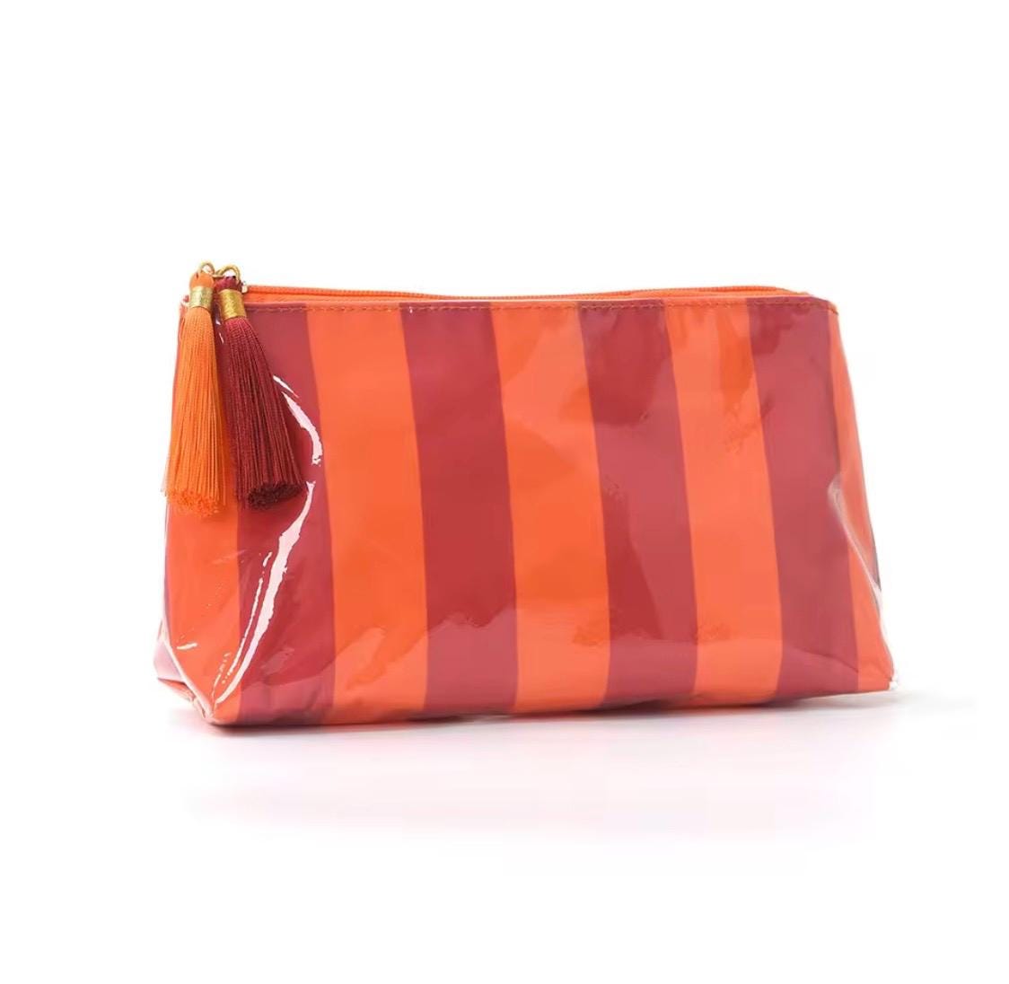 Striped Tassel Vinyl Pouch