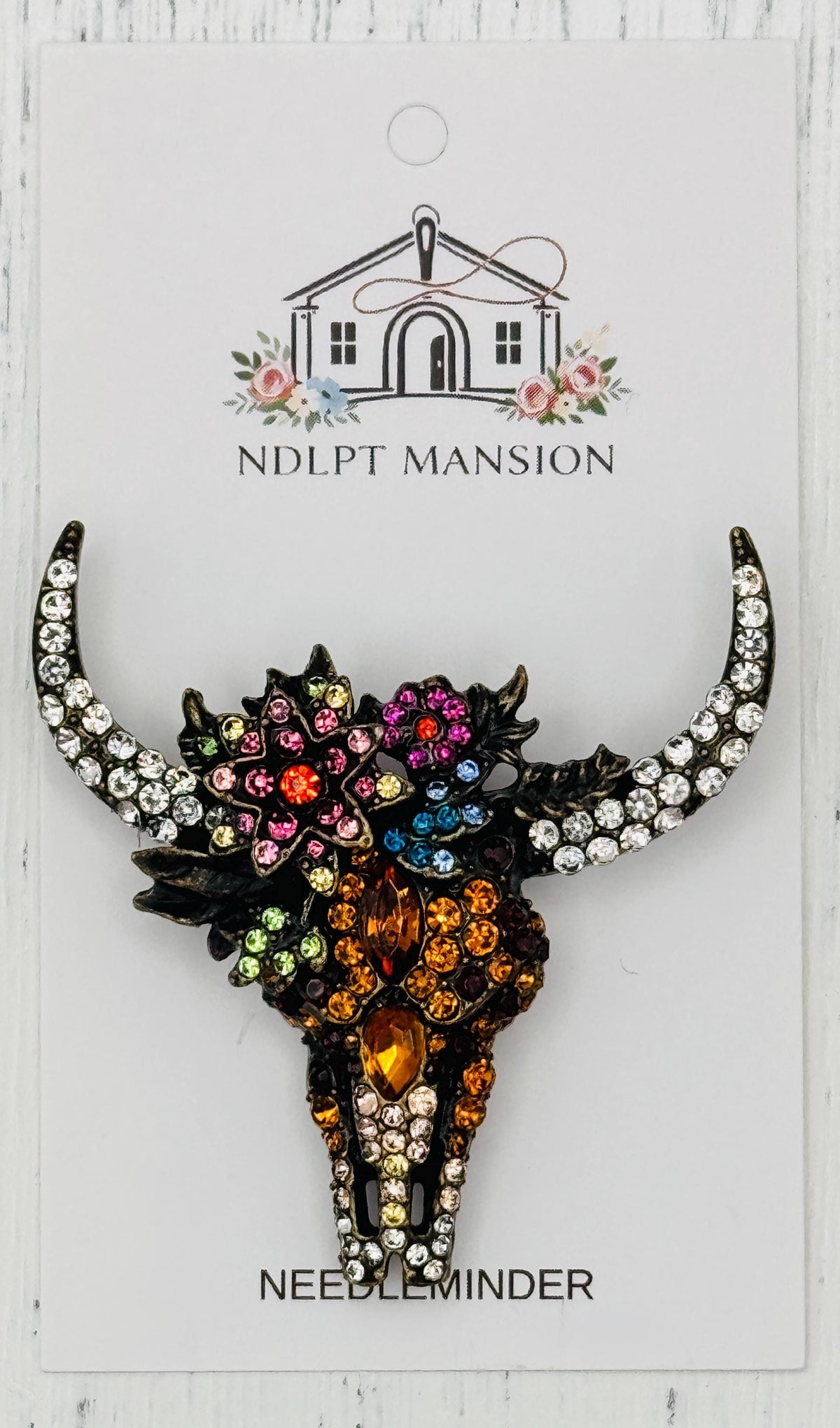 Cow Skull with Flowers Jeweled