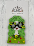 Hippie Girl with Light Green Hair Acrylic