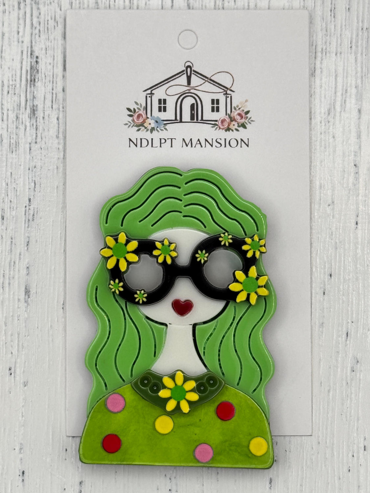 Hippie Girl with Light Green Hair Acrylic