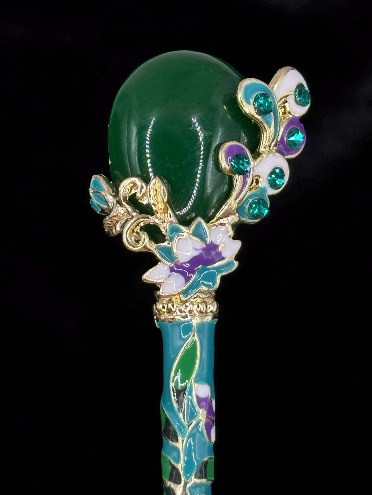 Imitation Jade Flower Cloisonné & Crystal LT