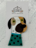 Spotted Dog with Teal Sweater Acrylic