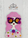 Hippie Girl with Pink Hair Acrylic