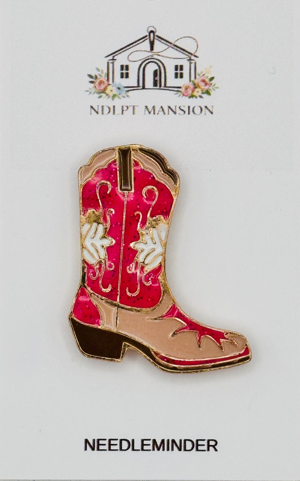 Pink & Tan Cowboy Boot Enamel