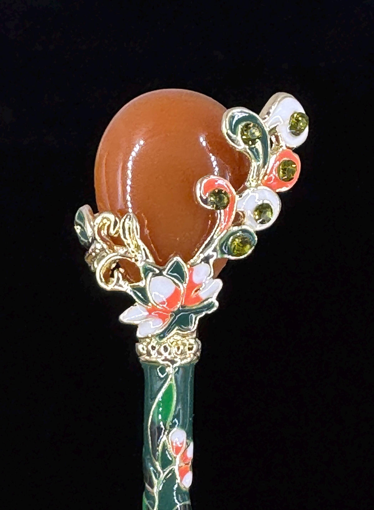 Imitation Jade Flower Cloisonné & Crystal LT