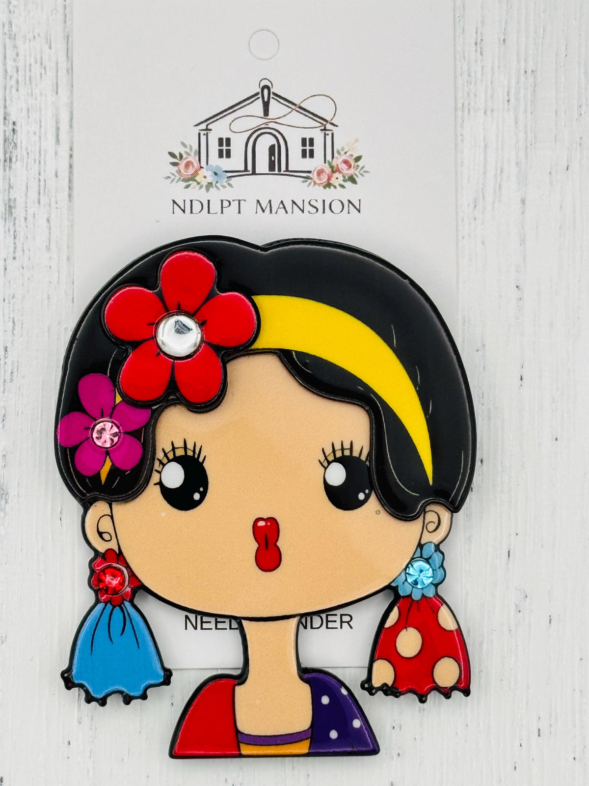 Kissing Girl with Tassel Earrings Acrylic