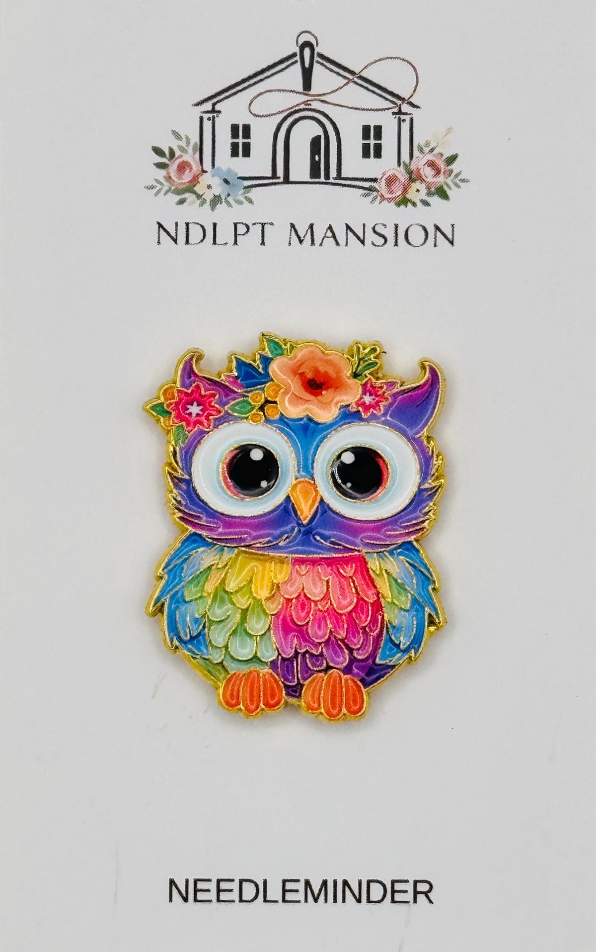 Rainbow Owl Front View Enamel