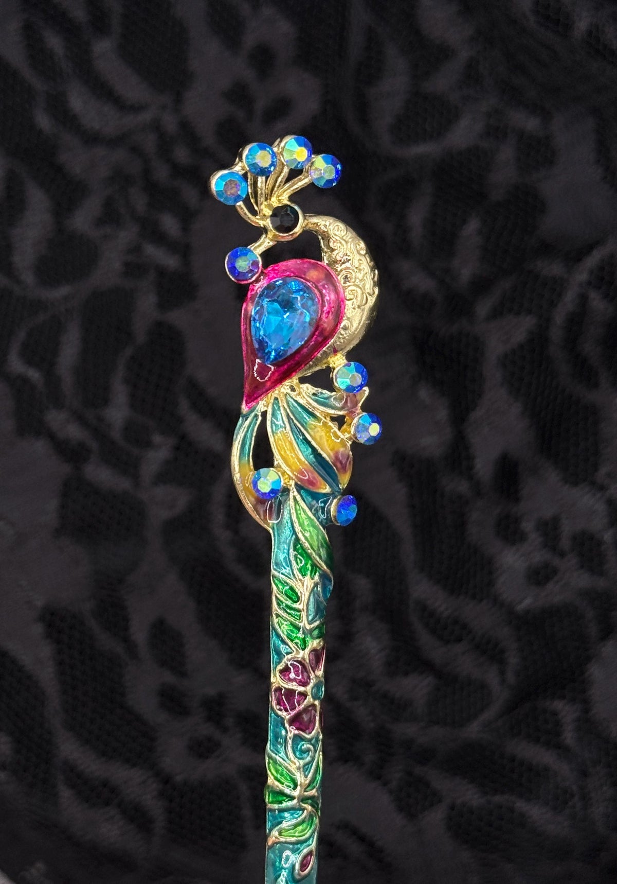 Peacock Cloisonné and Crystal LT