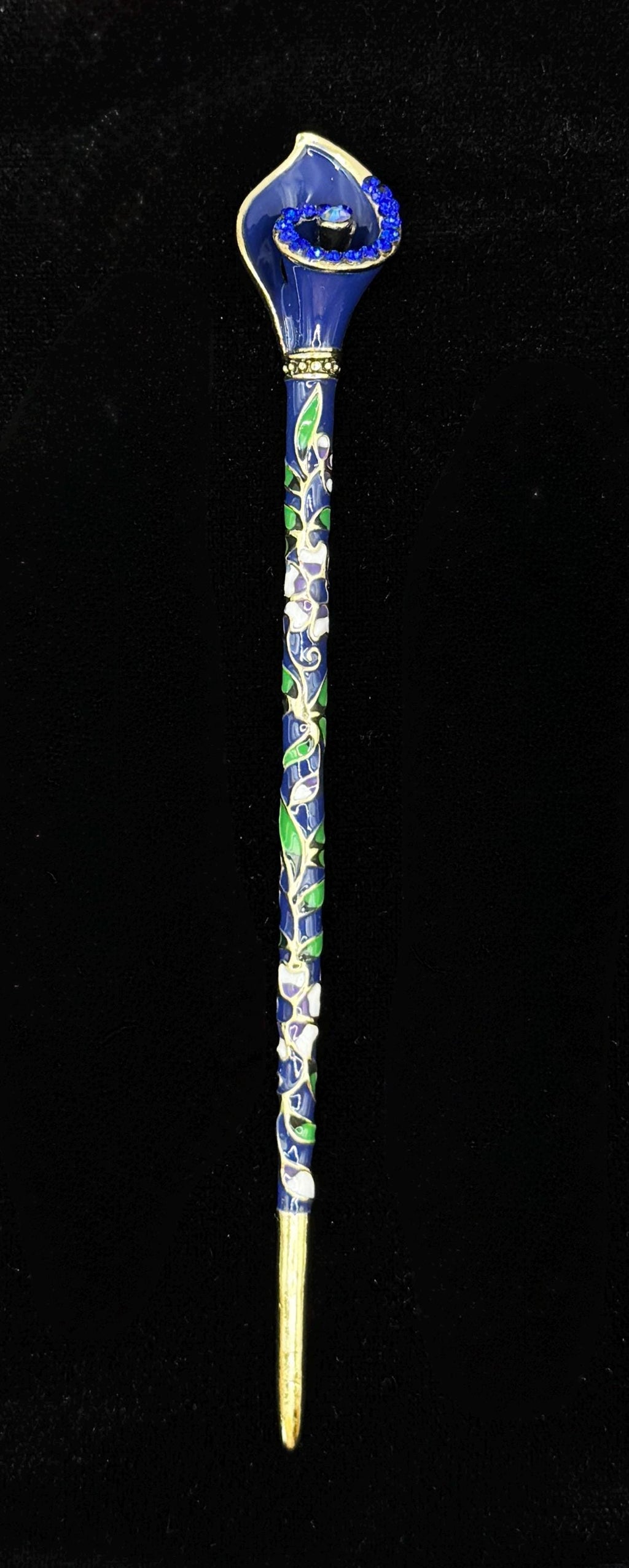 Horse Shoe Lotus Flower Cloisonné & Crystal LT