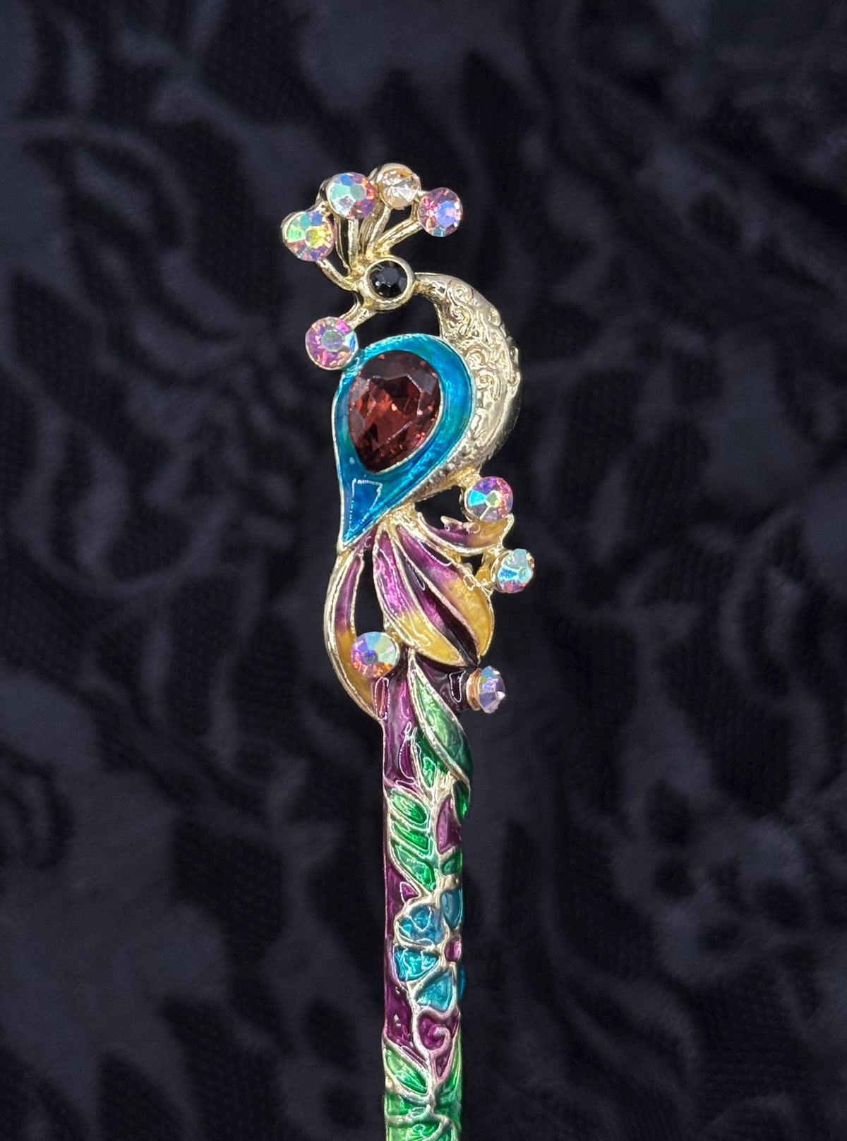 Peacock Cloisonné and Crystal LT