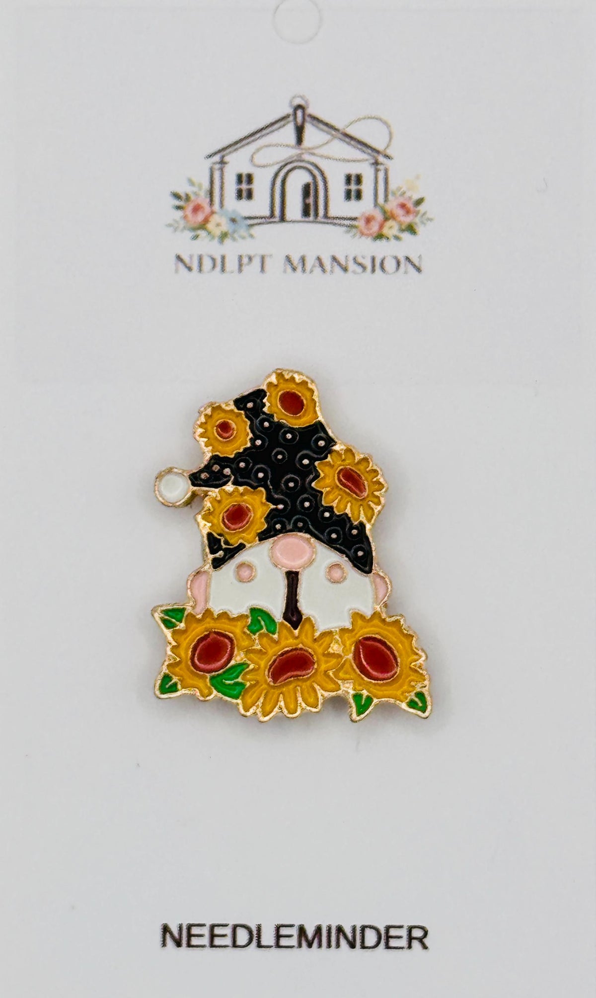 Sunflower Gnome Black Hat Enamel