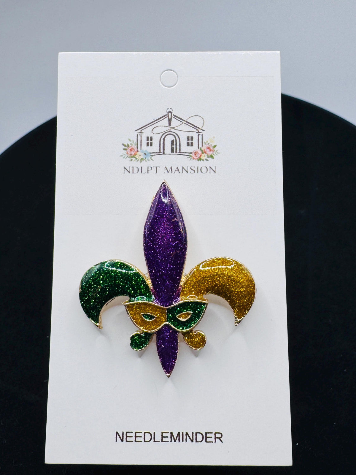 Mardi Gras Masked Fleur De Lis Deluxe Enamel