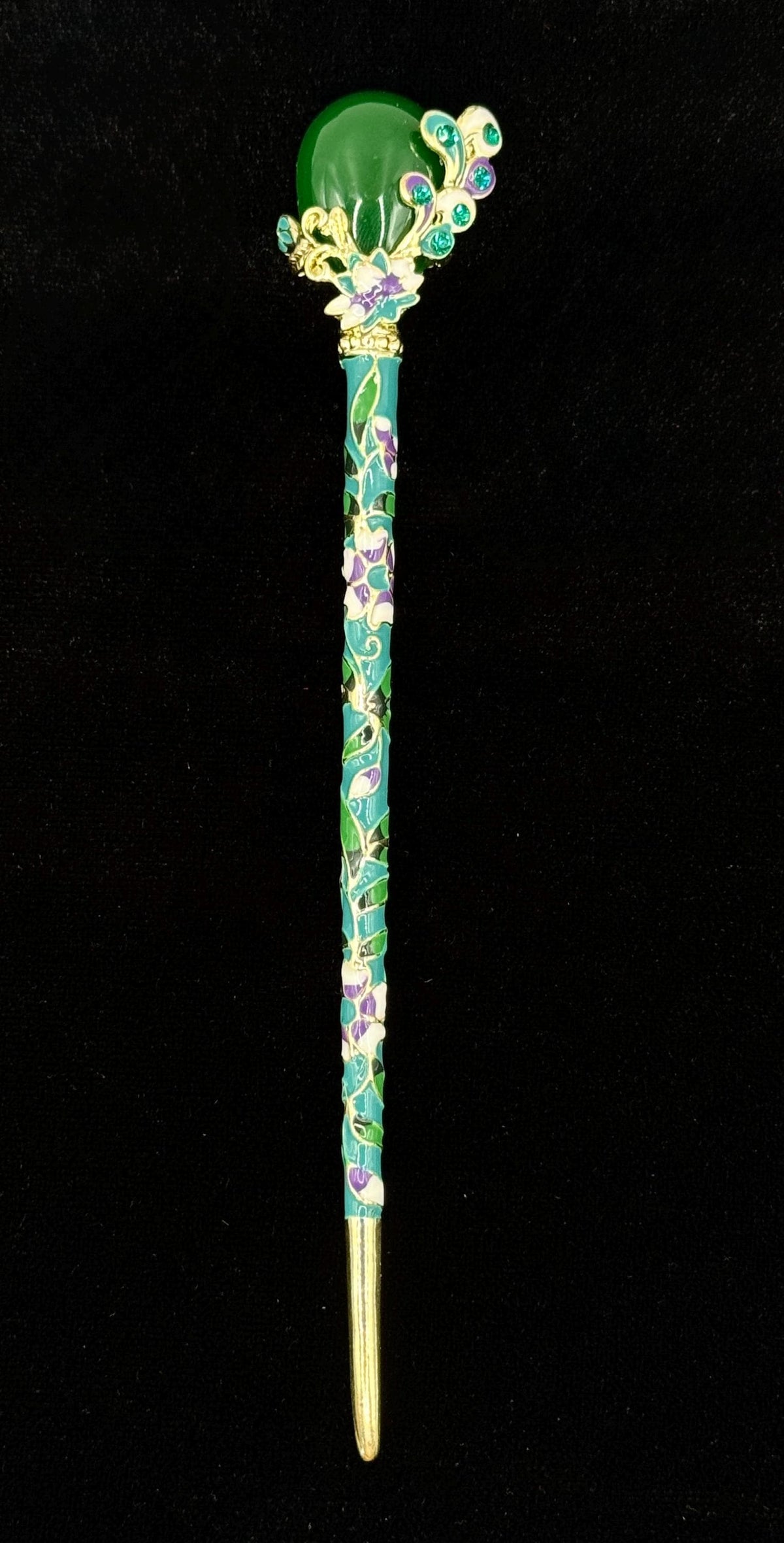 Imitation Jade Flower Cloisonné & Crystal LT