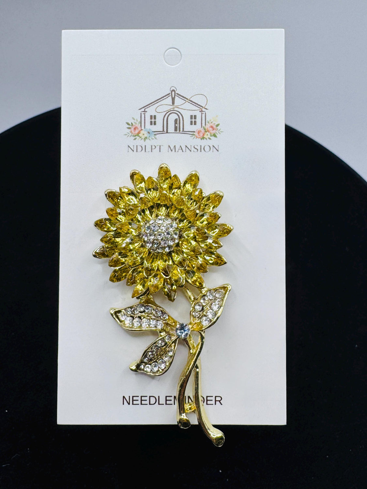 Yellow Sunflower on Stalk Jeweled