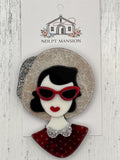 Lady w/Dark Hair w/Hat and Red Glasses Acrylic