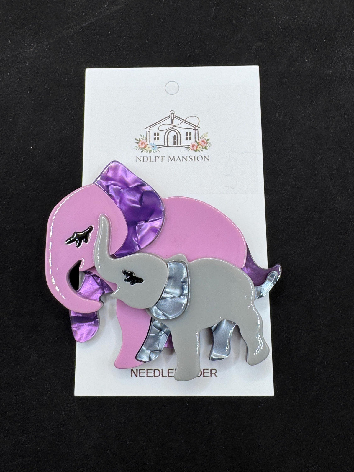 Purple Elephant with Baby Acrylic