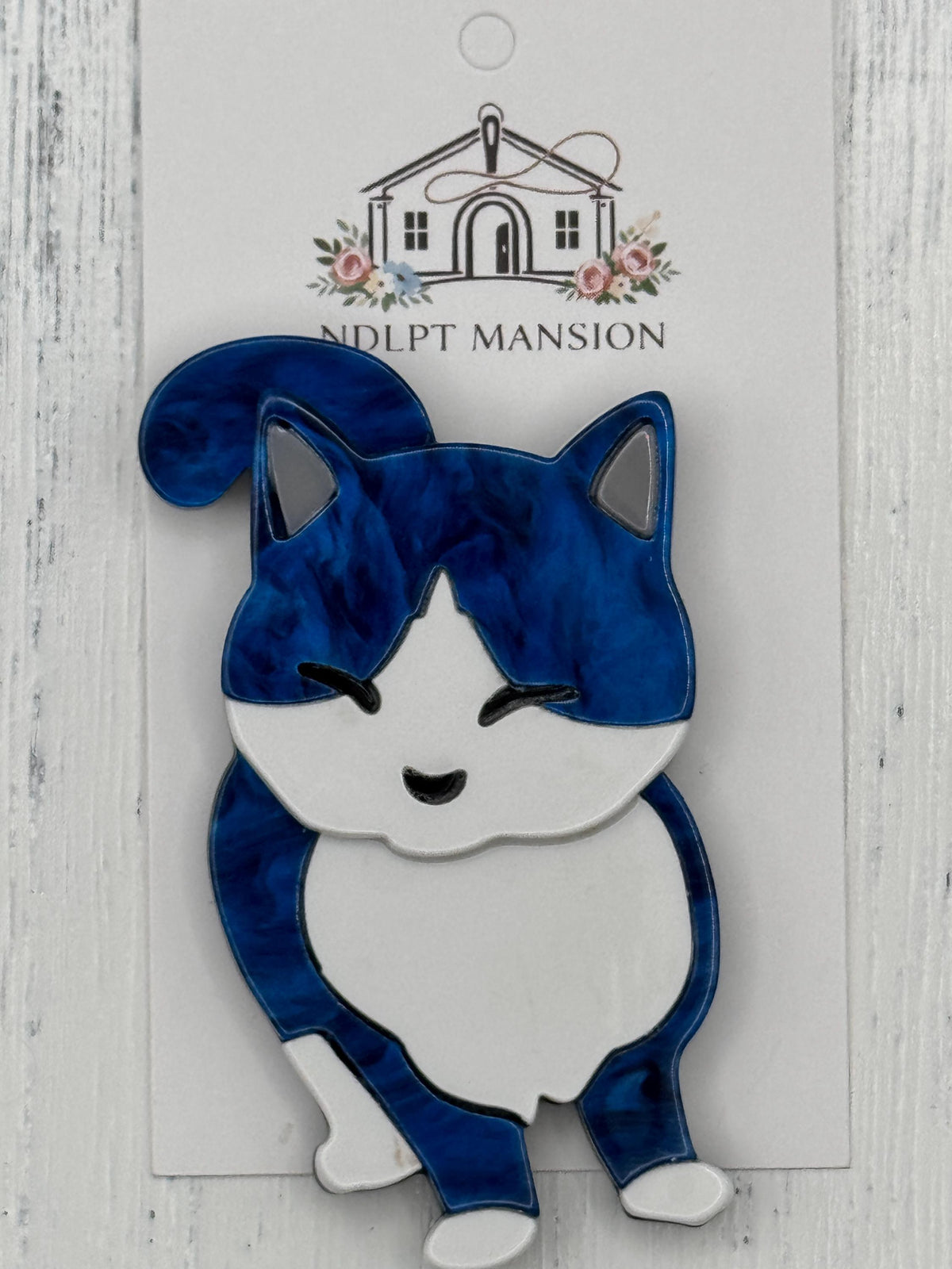 Blue & White Cat Acrylic