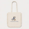 I'd Rather Be Stitching Ruffled Tote Bag: Blonde hair