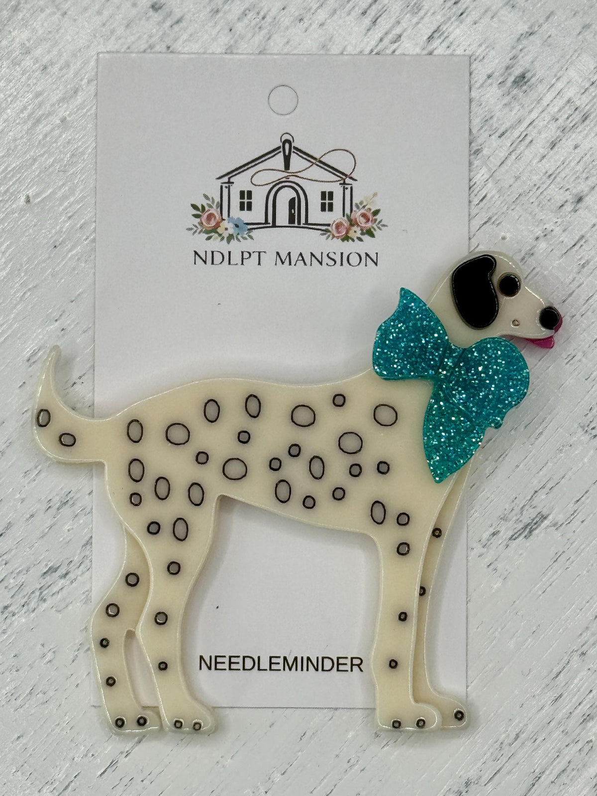 Dalmation with Teal Bow Acrylic