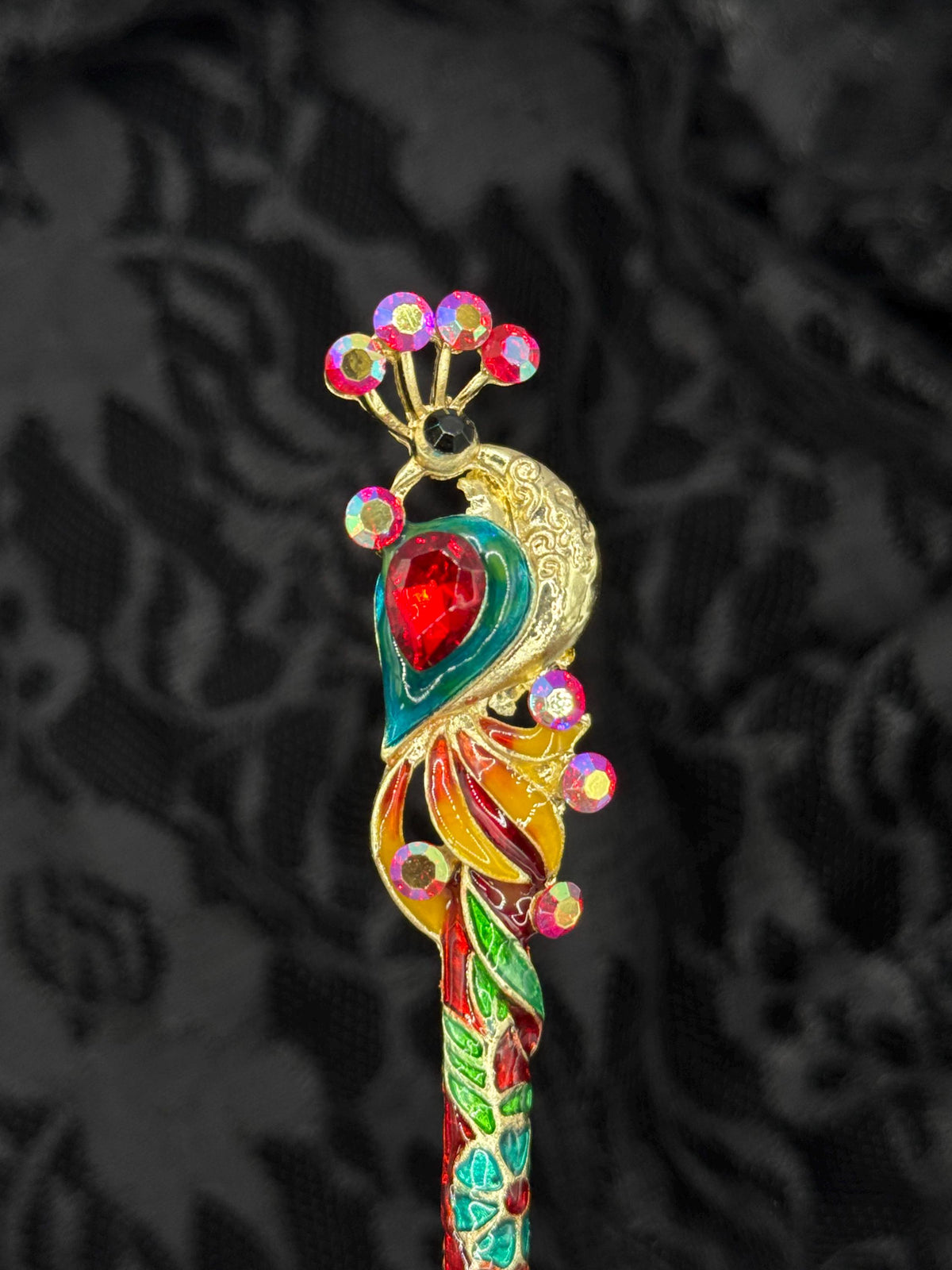 Peacock Cloisonné and Crystal LT