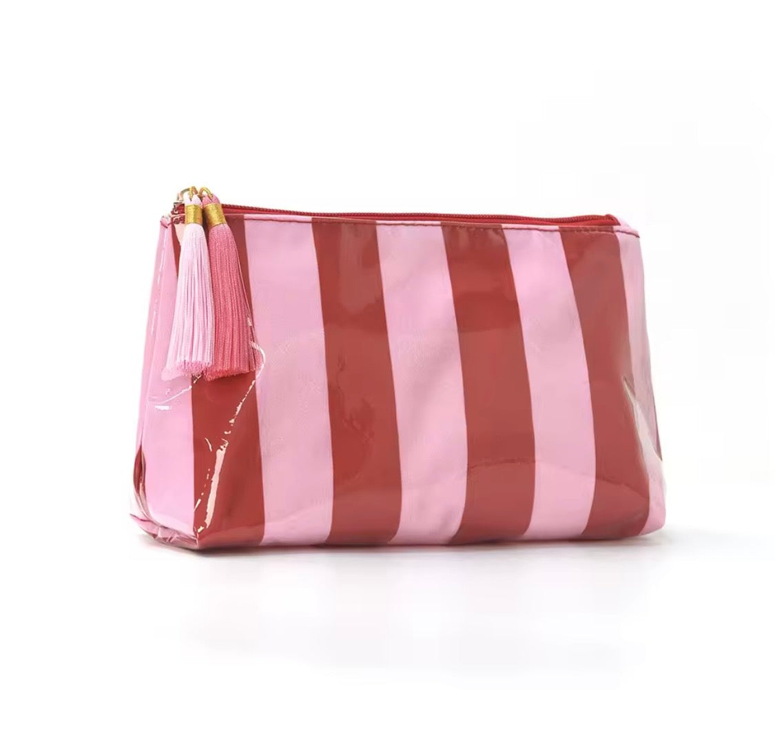 Striped Tassel Vinyl Pouch