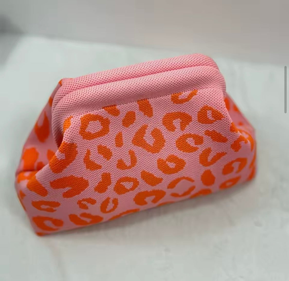 Leopard Clasp Knit Bag