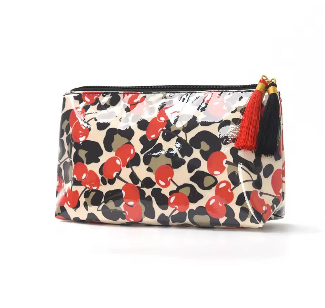 Striped Tassel Vinyl Pouch